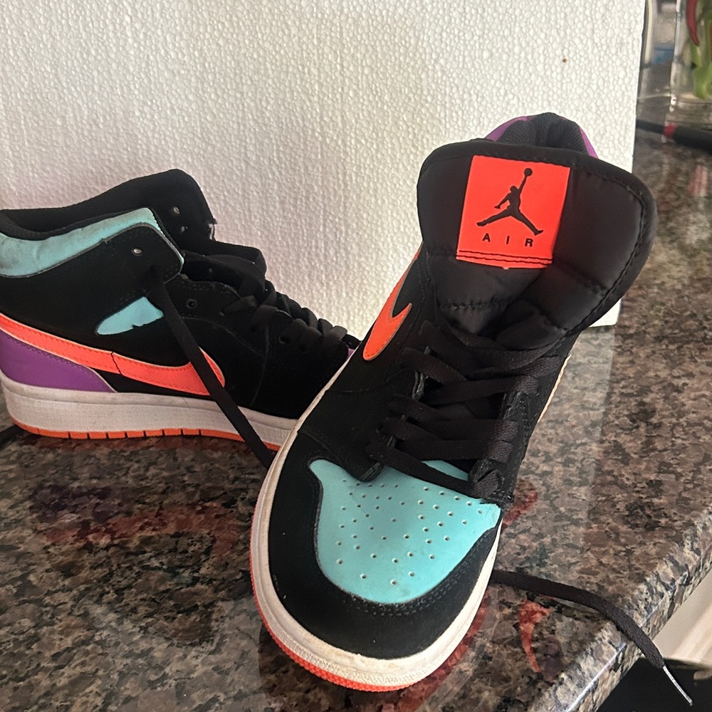 Nike Air Jordan High-Top Sneakers - Black, Teal, Orange, Purple